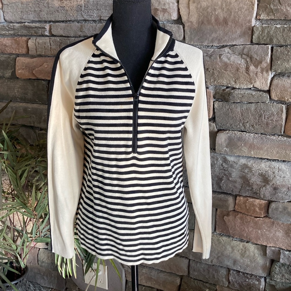 Lauren Ralph Lauren LRL Active 1/2 Zip Striped Sweater